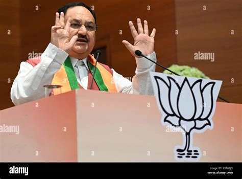 New Delhi India April Bjp National President Jp Nadda During The