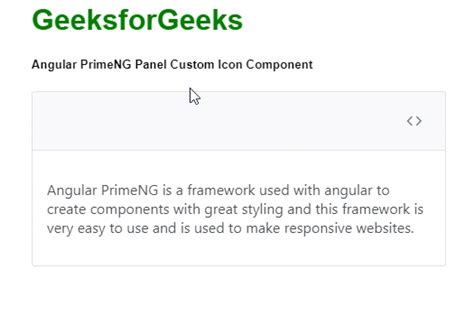 Angular PrimeNG Panel Custom Icons - GeeksforGeeks