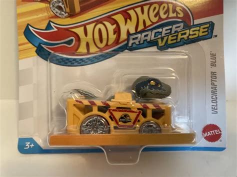 MATTEL HOT Wheels Racerverse Jurassic World Blue Velociraptor Car In Hand