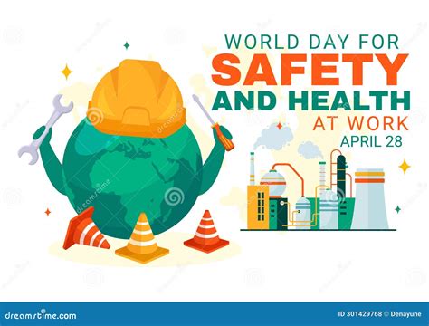 World Day For Safety And Health At Work Vector Illustration On April 28