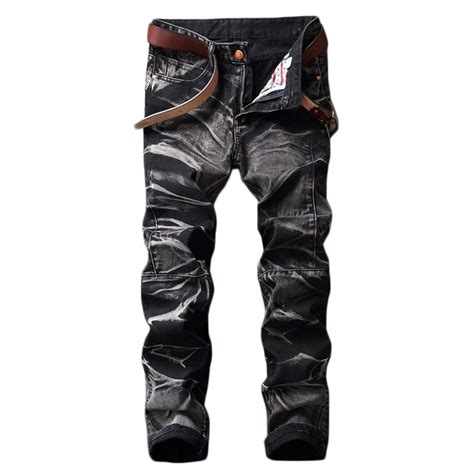 Lovskoo 2024 Men S Cargo Jeans Camouflage Pants Pocket Button Washed