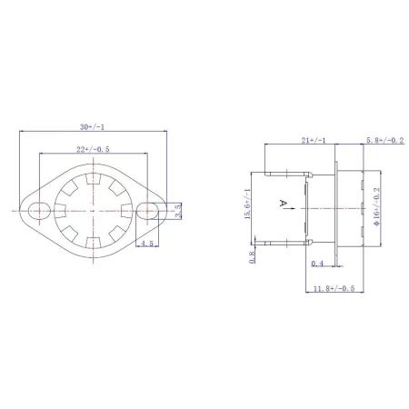 Termostato KSD302 250V 16A NC AMPUL Eu Temperatura Di Azione 170C