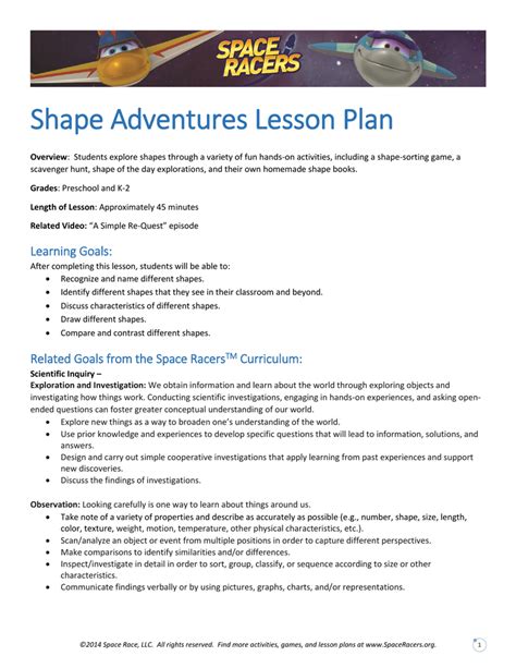 Detailed Lesson Plan About Shapes