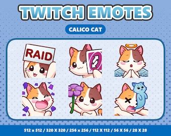 Calico Cat Emotes For Twitch Streamers Discord Youtube Etsy