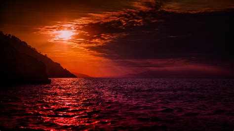 Wallpaper Landscape Sunset Sea Night Reflection Sky Sunrise