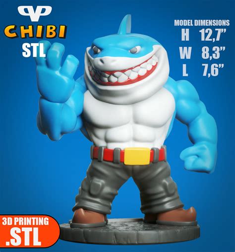 Street Shark Ripster Chibi Stl For D Printing Chibistl Dxm D Model