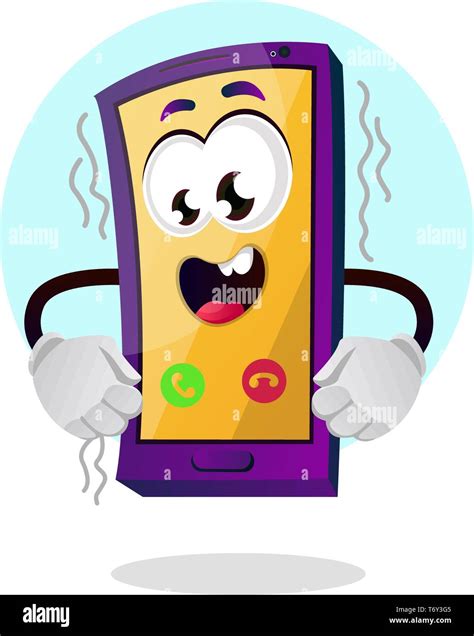 Happy Yellow Mobile Emoji Illustration Vector On White Background Stock