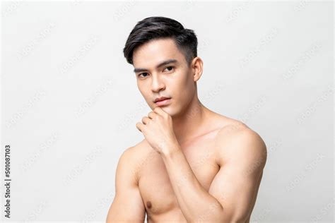 Handsome Asian Man With Naked Torso Stock Photo Adobe Stock