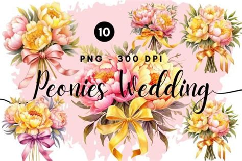 Peonies Wedding Watercolor Clipart Graphic By Lucky789 Design