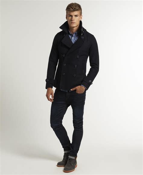 Superdry Commodity Slim Pea Coat Men S Fall Winter Fashion