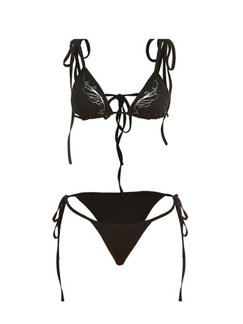 Emmiol Kostenloser Versand Schmetterling Mikro String Bikini Set