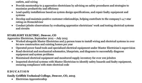 Resume Format For Electrician Job Electrician Resume Sample Writing Tips Resume Companion