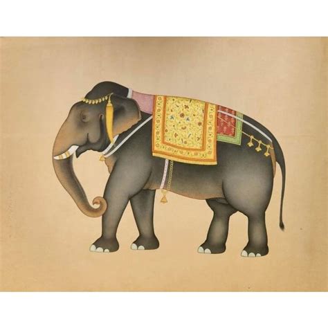 Indian Miniature Mughal Elephant Painting Original Indian Royal Elephant Artwork Mughal