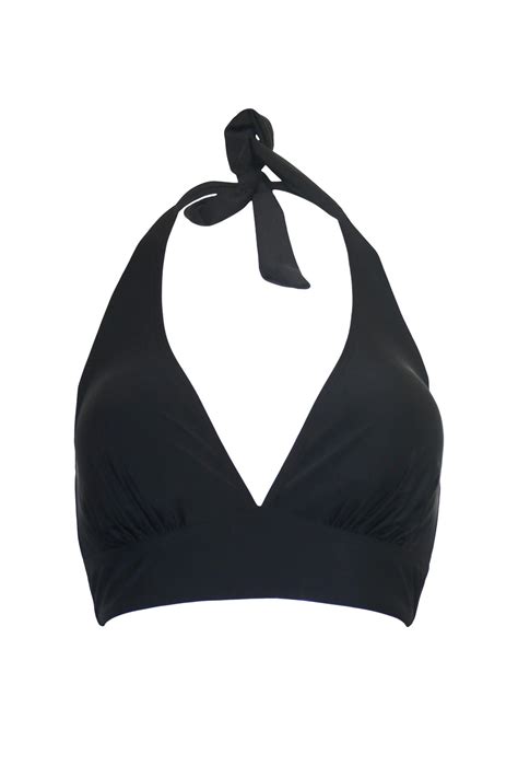 Space Non Wired Halter Bikini Top In Black Pour Moi