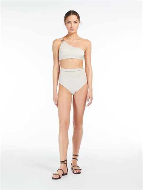 Max Mara Jersey And Lurex One Shoulder Bikini Top In Black ModeSens