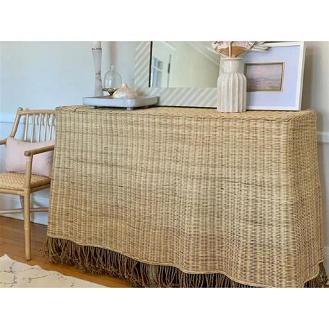 Mainly Baskets Scallop Coastal Natural Handwoven Rattan Buffet Console