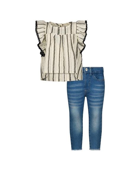 Jessica Simpson Big Girls 2 Piece Striped Top And Jeans Set Macys