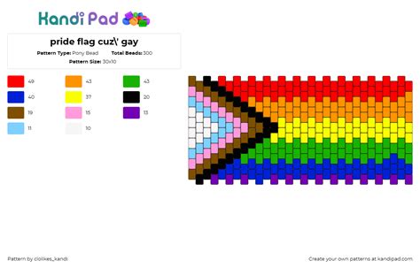 Pride Flag Cuz Gay Pony Bead Pattern Kandi Pad Kandi Patterns