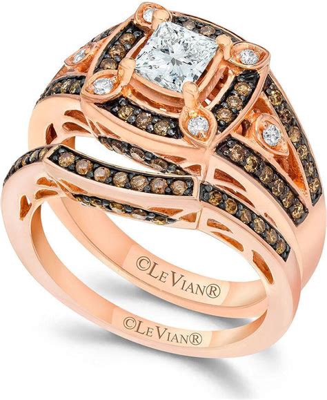 Le Vian Chocolate And White Diamond Engagement Ring Set In 14k Rose