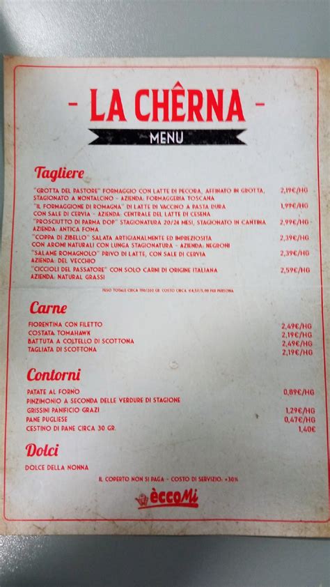 Carta Del Restaurante La Ch Rna Cesena Cesena