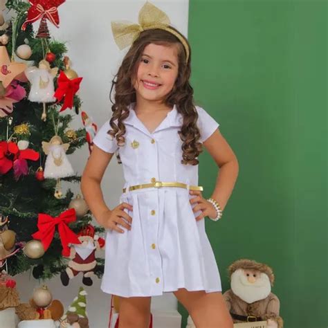 Vestido Branco Infantil Mercado Livre - Vestido Branco Festa Infantil Premium Menina Com Cinto | MercadoLivre