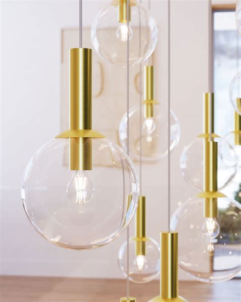 Sonneman 376838 Bubbles Contemporary Satin Brass Multi Pendant Light Fixture Son 3768 38