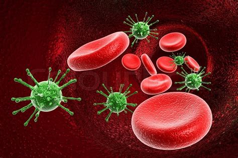 Blood Cell With Virus Stock Photo Colourbox