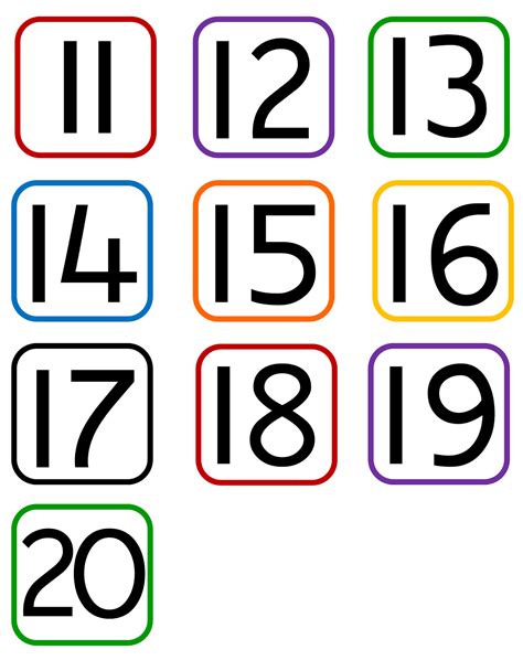 Preschool Numbers 11 20 Printables