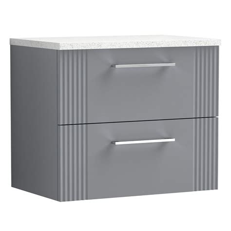 Nuie Deco Mm Drawer Wall Hung Vanity Unit Sparkling White