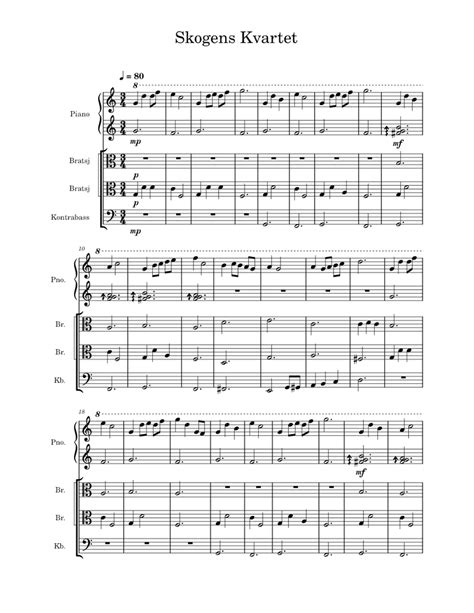 Skogens Kvartet Sheet Music For Piano Contrabass Viola Mixed Quartet