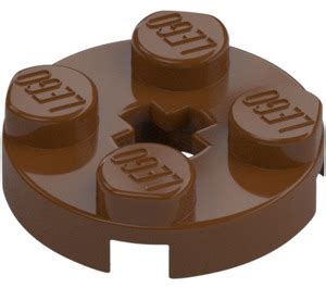 Lego Reddish Brown Plate X Round With Axle Hole With Axle Hole