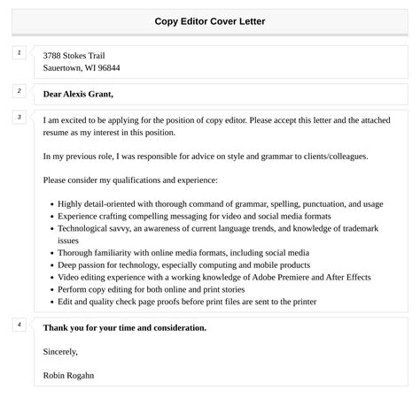 Copy Editor Cover Letter Velvet Jobs