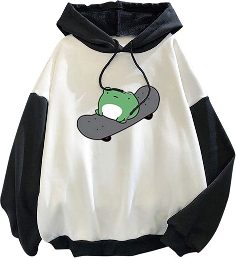 Ronony Damen Kawaii Hoodie Kapuzenpullover Herbst Winter Warm Frosch