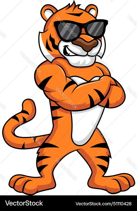 Tiger Wearing Sunglasses Cartoon Clip Art Vector Image