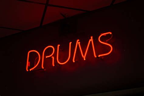 drummer, drums, light, lights, music, musician, neon, neon sign, red ...