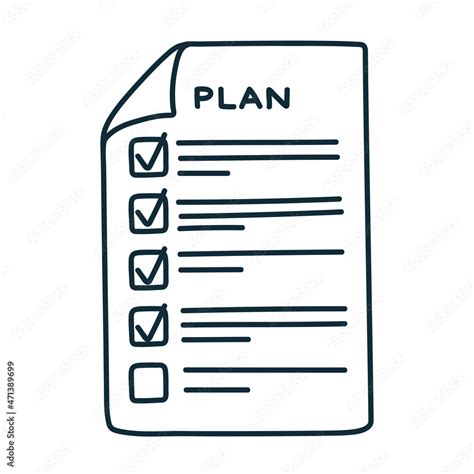 Checklist Plan Task List Vector Illustration In Flat Doodle Cartoon