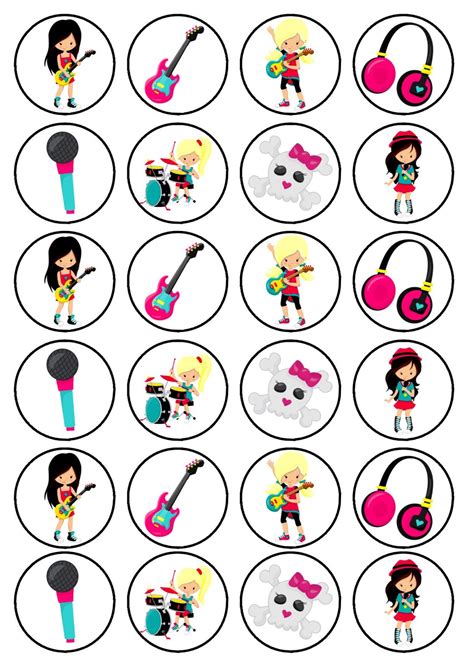 24 Girl Band Theme Edible Cupcake Toppers Wafer Card Disc Cake