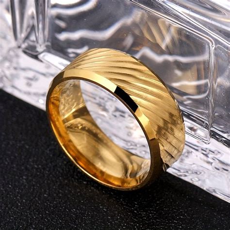 1pc Mens 8mm Fashion Retro Classic Stainless Steel Ring Trendy Wedding