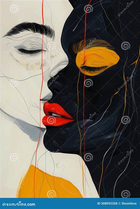 Painted Picture Illustration Of Same Sex Love LGBT The Two Girls Merged Into One Created By