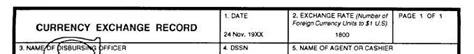 Sample Dd Form 2664 Currency Exchange Record