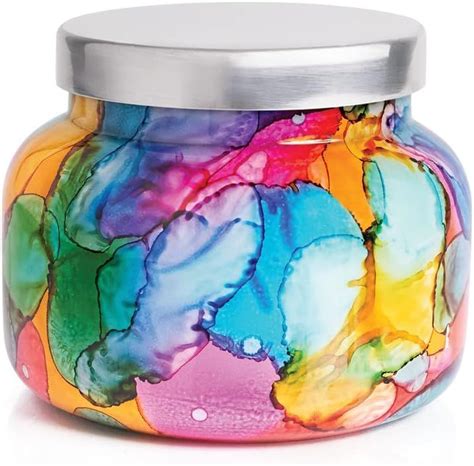 Capri Blue Volcano Candle Rainbow Watercolor Signature Glass Jar