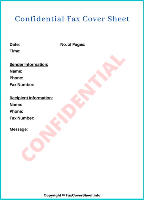 Confidential Fax Cover Sheet Template Printable In Pdf