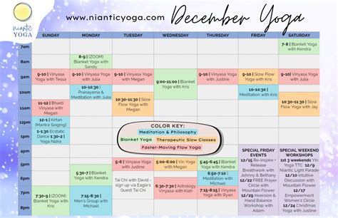 Class Schedule - Niantic Yoga