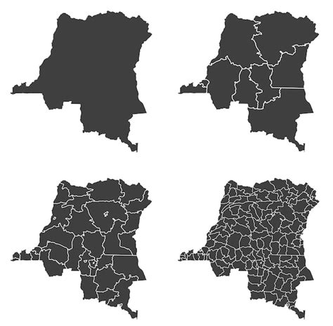 Mapa Da República Democrática Do Congo Com Divisão Regional Vetor Premium