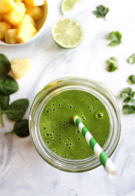 Super Green Pineapple Lime Cilantro Smoothie Robust Recipes