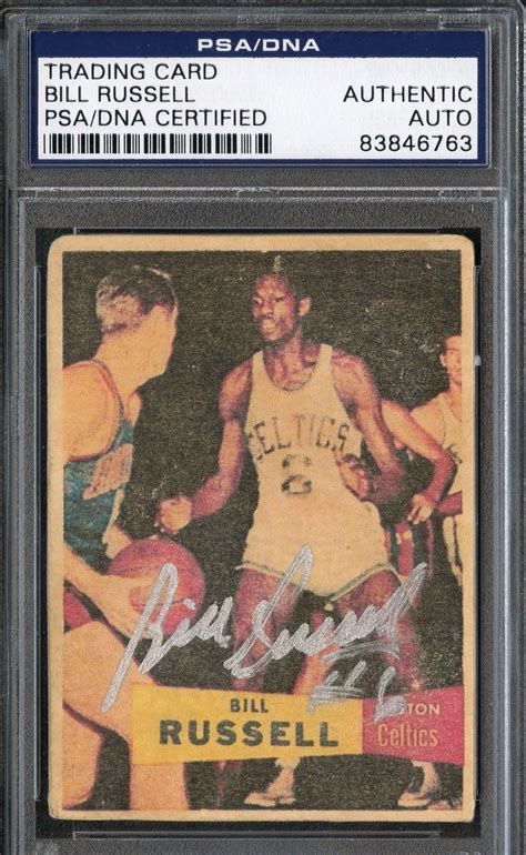 Lot Detail - Bill Russell Rare Signed 1957 Topps Rookie Basketball Card ...