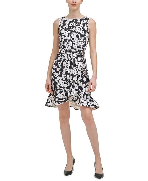 Calvin Klein Floral Print Ruffled Bottom Sheath Dress Macys