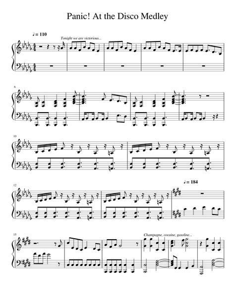 Panic At The Disco Medley Sheet Music For Piano Download Free In Pdf Or Midi