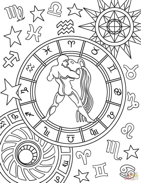 Aquarius zodiac coloring pages