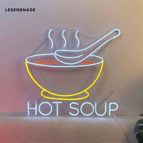 Hot Soup Neon Sign Hot Soup Led Sign Soup Bowl Led Light Soup Food Neon Light For Food Store